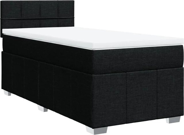 vidaXL Boxspringbett Hybrid mit Matratze und Taschenfederkern, Schwarz, B/T: 90 x 200 cm - Bild 1