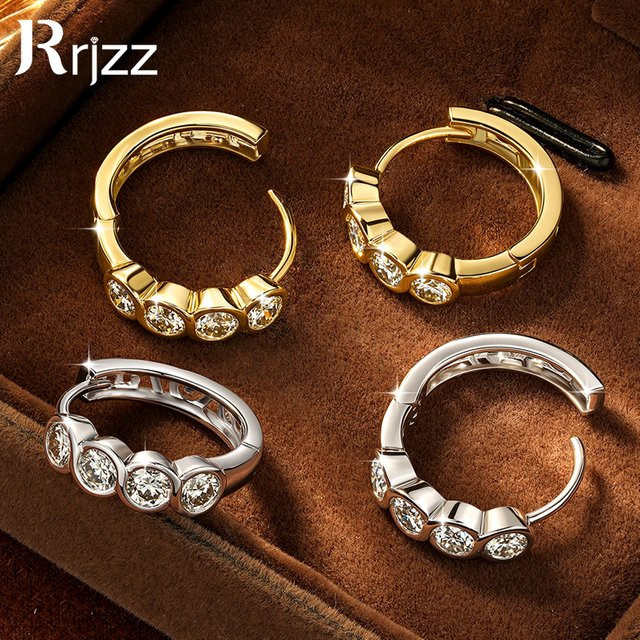 Rrjzz Infinity-Huggie-Ohrringe, Moissanit, Damen - Bild 1