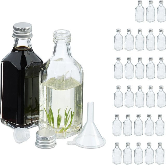 Relaxdays Miniflaschen aus Glas in Transparent, 30er Pack, 50 ml, H x B x T: 10 x 3,5 x 3,5 cm - Bild 1