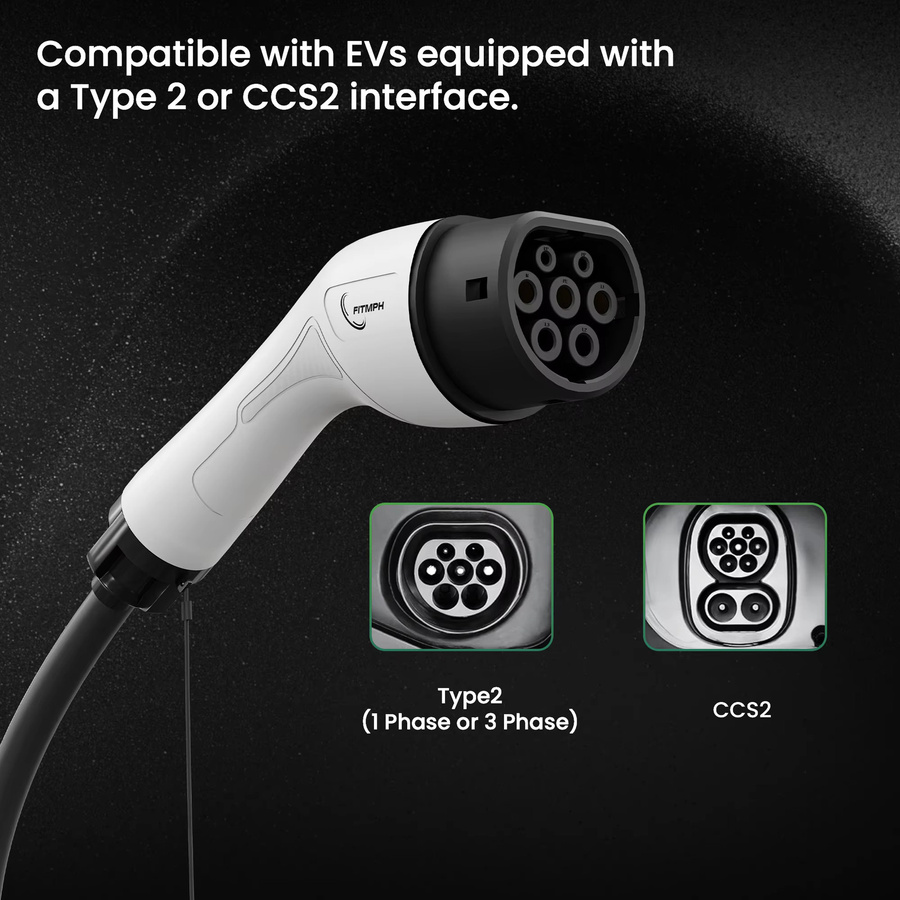 FITMPH EV-Ladekabel Typ 2 zu Typ 2, 3,5kW 16A 1-phasig, Länge: 4 m, inklusive Aufbewahrungstasche, IEC62196-2 Ladekabel für Elektro- und Plug-in-Hybridfahrzeuge - Bild 3