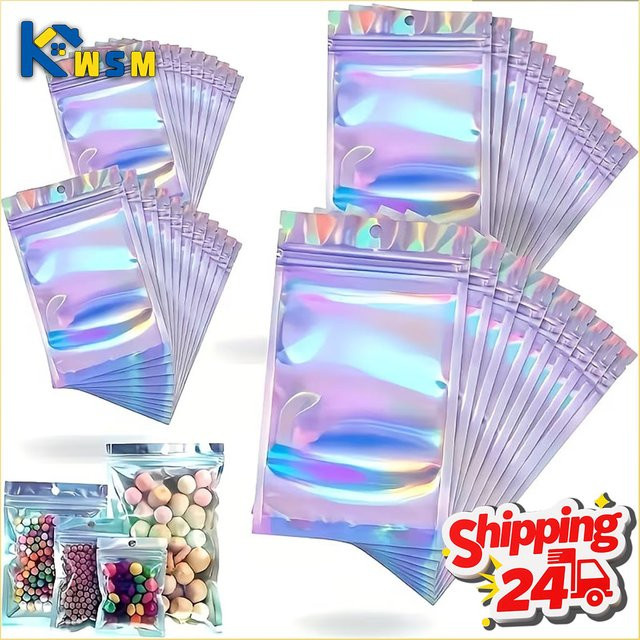 Laserirideszierende Reißverschlusstaschen aus Kunststoff in Multicolour für Schmuck und Partygeschenke, wiederverwendbare und staubdichte Verschlussbeutel - Bild 1