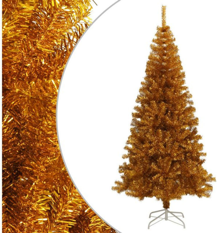 Vidaxl Künstlicher Weihnachtsbaum in Gold mit Metallständer, Höhe: 180 cm - Bild 1