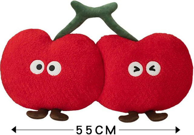 Binchi Fitness Kirschfrucht Plüschkissen in Rot als dekoratives Plüschtier für Sofa und Stuhl - Bild 1