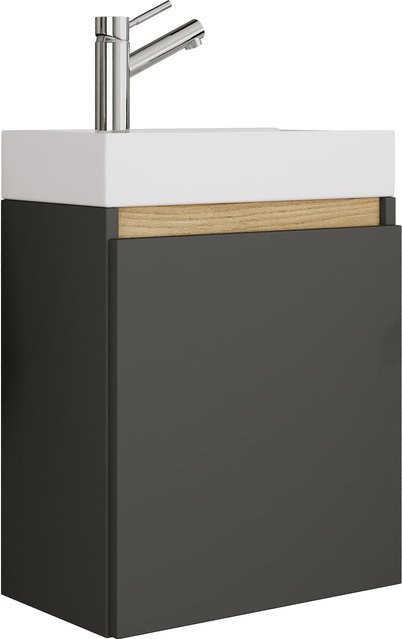 VCM 2-teiliger Badschrank Cosila mit Keramik-Waschbecken für das Gäste-WC, wandmontiert mit Softclose-Funktion, H x B x T: 55 x 41 x 22 cm - Bild 1