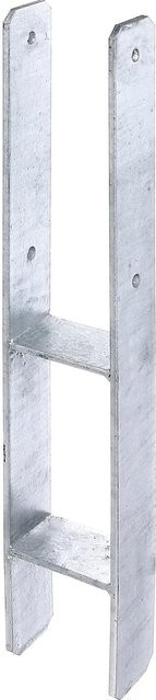 GAH Alberts H-Pfostenträger aus Stahl, Feuerverzinkt, Farbe: Silber, B/H: 9,5 x 60 mm, Tiefe: 300 mm bis 600 mm - Bild 1