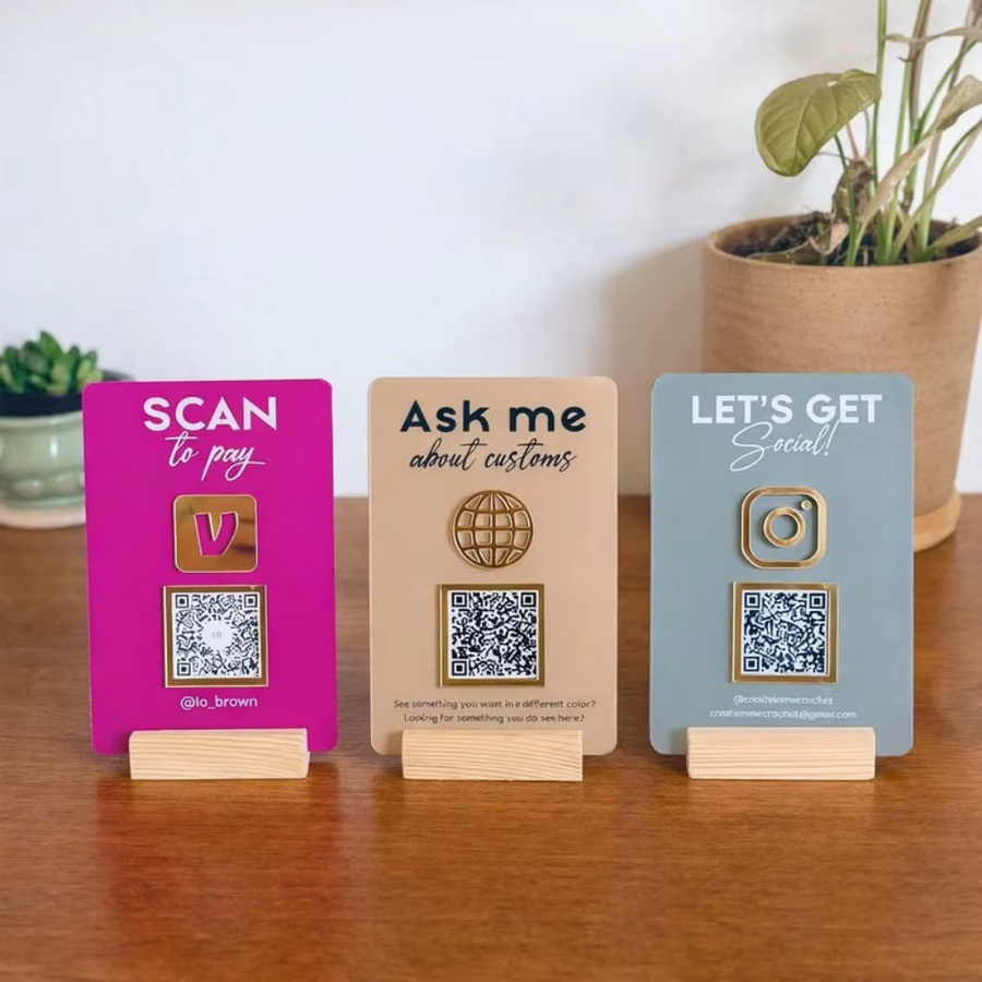RetroGem Individueller QR-Code-Aufsteller mit NFC-Funktion und personalisiertem Logo in Multicolour - Bild 2