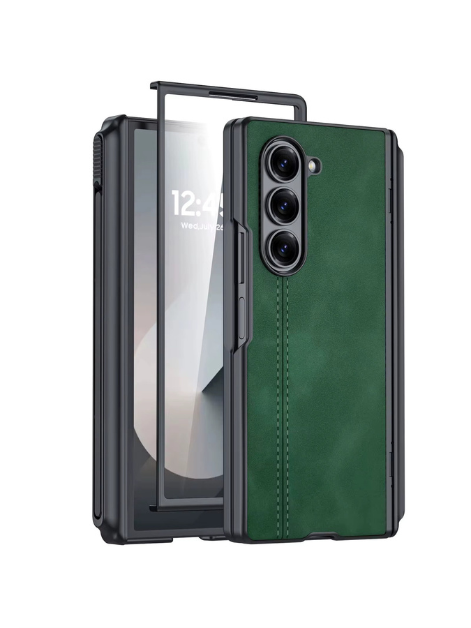 Samsung Galaxy Z Fold 6 Hülle mit S Pen Halter, Scharnierschutz und 9H Glas Displayschutz in Grün - Bild 7