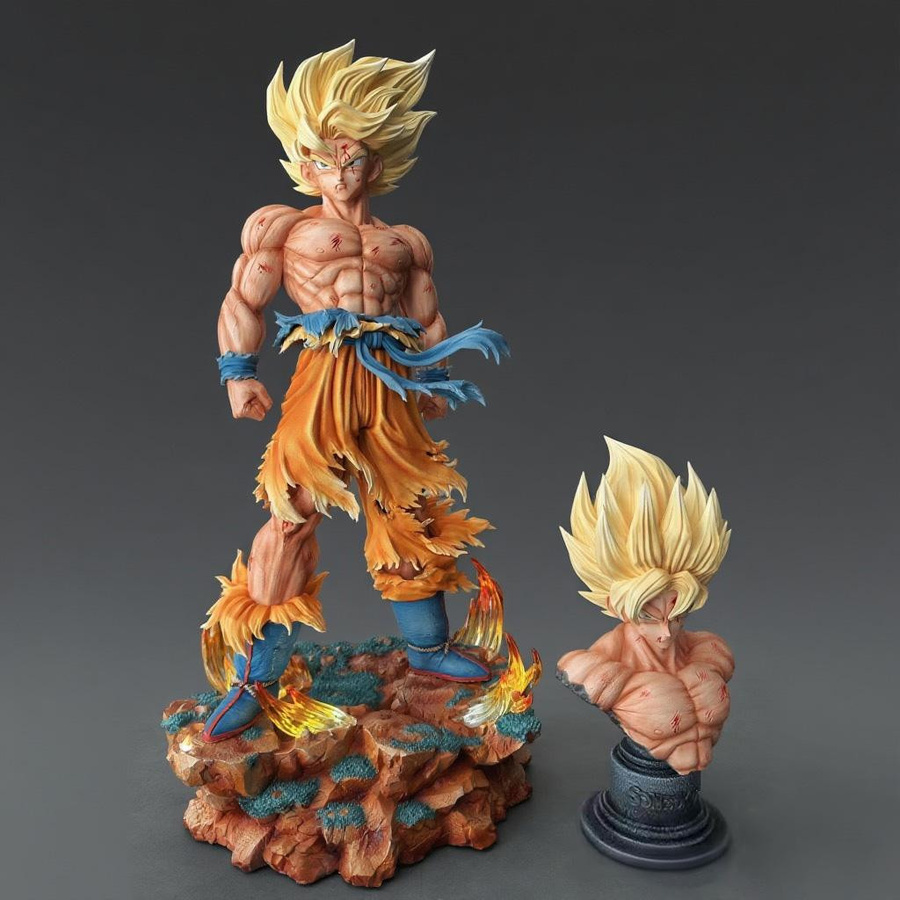 Yiran toy 1 Dragon Ball Z Son Goku Actionfiguren mit LED-Basis und austauschbaren Köpfen - Bild 2