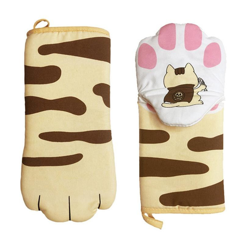 Hitzebeständige Ofenhandschuhe Crocodile Cat Paw Design aus Baumwolle, Mehrfarbig - Bild 4