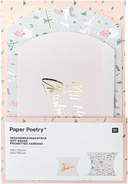 Rico Design Paper Poetry Geschenkschachteln Jolly Christmas in Pastellfarben, 6 Stück - Bild 1