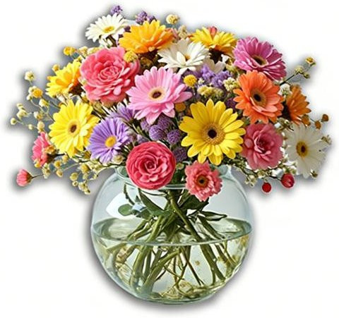 2D Acryl Kühlschrankmagnet London Goldfisch mit Topfpflanzen und Sonnenblumenstrauß in Gold und Multicolour - Bild 1