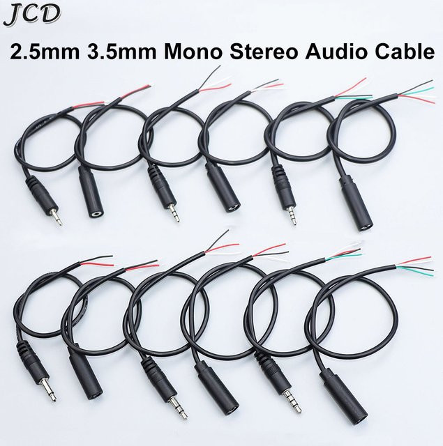 JCD Audiokabel Verlängerungskabel für Kopfhörer-Reparatur, 3,5 mm Klinke Mono Stereo Stecker-Buchse-Verbinder, Schwarz, Länge: 25 cm - Bild 1