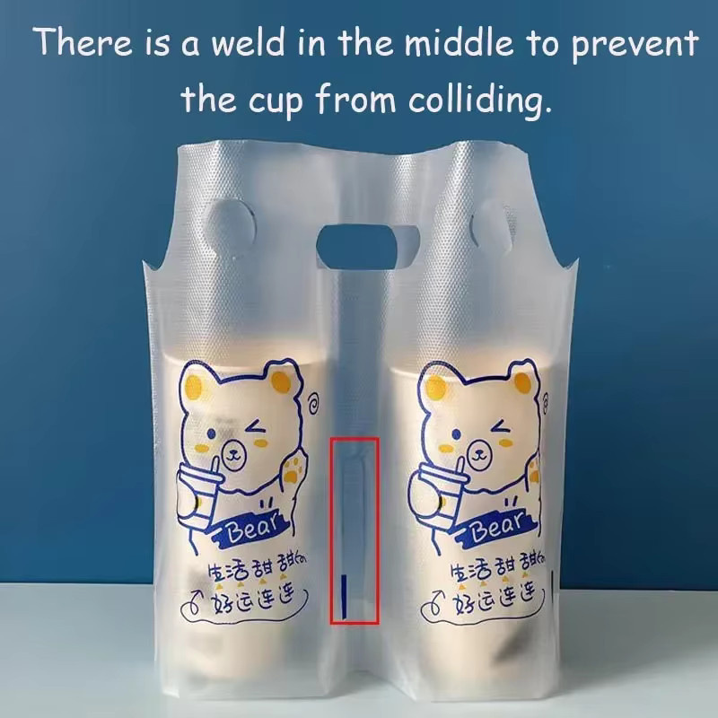 100 Stück transparente Plastikbeutel für Milch und Tee, tragbare Getränkebeutel zum Mitnehmen, 500 ml oder 700 ml - Bild 2