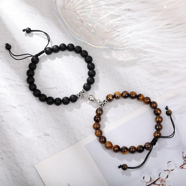 Rui Di Armbänder, Naturstein-Perlen, Herz, Weiß, Unisex - Bild 1