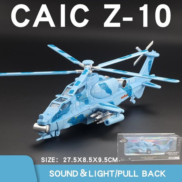Linyi toy car Wz-10 Hubschrauber, Metall, 1:72, mit Licht und Geräusch - Bild 1