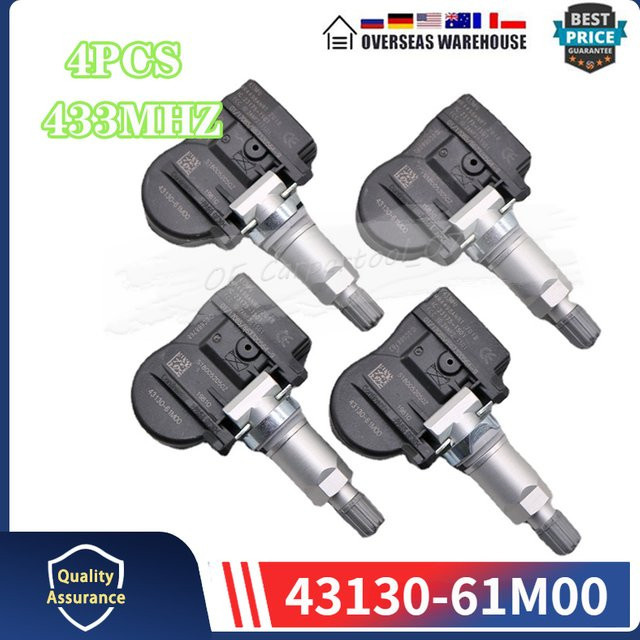 GANGLE 4er Set TPMS Reifendrucksensor System 433MHz für Suzuki Grand Vitara II und Jimny (2014-2019), Ersatzteil 43130-61M00 - Bild 1