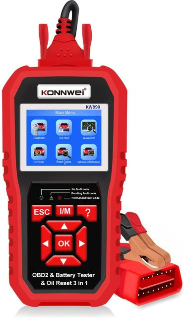 KONNWEI KW890 Professioneller OBDII-Scanner mit automatischem Codeleser, Autoscanner und Batterietester in Bunt - Bild 1
