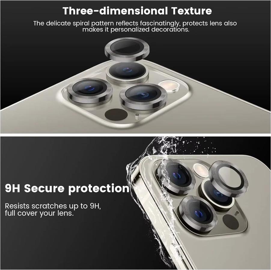 2-3 Stück Titan Grau Kamera Objektiv Schutzfolie aus gehärtetem Glas für Apple iPhone 17 16 15 Pro Max 15 Plus 13 - Bild 3