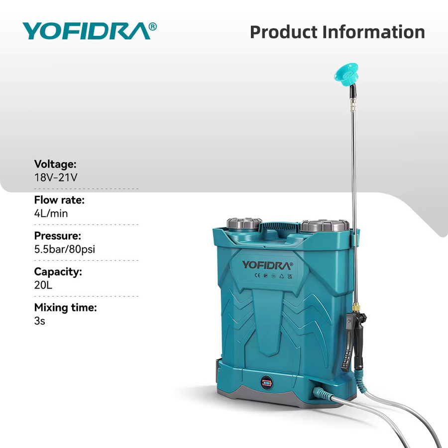 YOFIDRA Elektrischer Rucksacksprüher mit 20 l Kapazität für Garten und Rasen, kompatibel mit Makita LXT Akkus - Bild 2