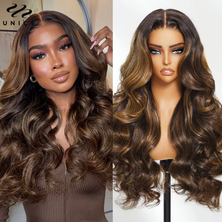 UNice Lace Balayage Highlight Body Wave Perücke, 100% Echthaar, Unisex - Bild 2
