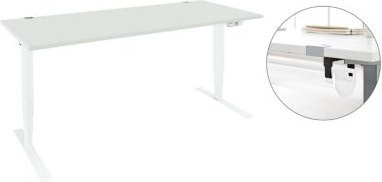 Schäfer Shop Genius Schreibtisch Aero Flex elektrisch höhenverstellbar mit Kabelkanal, Lichtgrau/Weiß, B: 160 cm, T: 80 cm, H: 62-128 cm - Bild 1