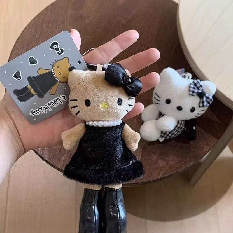 Sanrio HelloKitty Plüsch-Schlüsselanhänger, Schwarz, Leopardenmuster - Bild 2