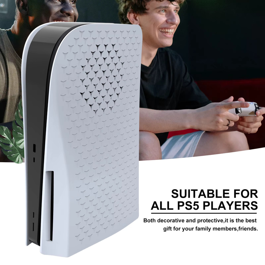 HONCAM PS5 Frontplatte Premium ABS Cover Shell für Disc & Digital Edition, Anti-Staub-Schutzhülle in Weiß - Bild 5