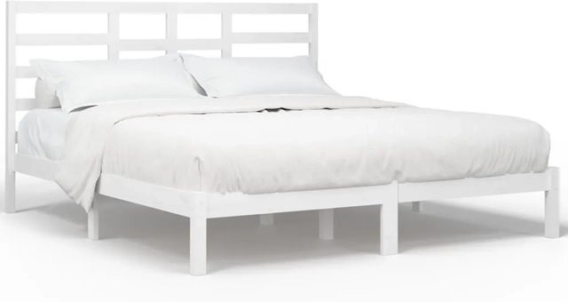 vidaXL Massivholzbett aus Kiefernholz in Weiß, B/T/H: 200 x 200 x 104 cm - Bild 1