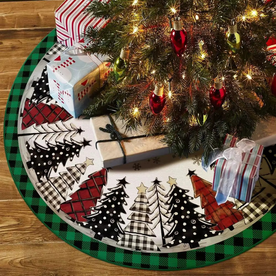 VIKAMA Weihnachtsbaumrock in grün und schwarz kariert für deine Weihnachtsdekoration - Bild 3