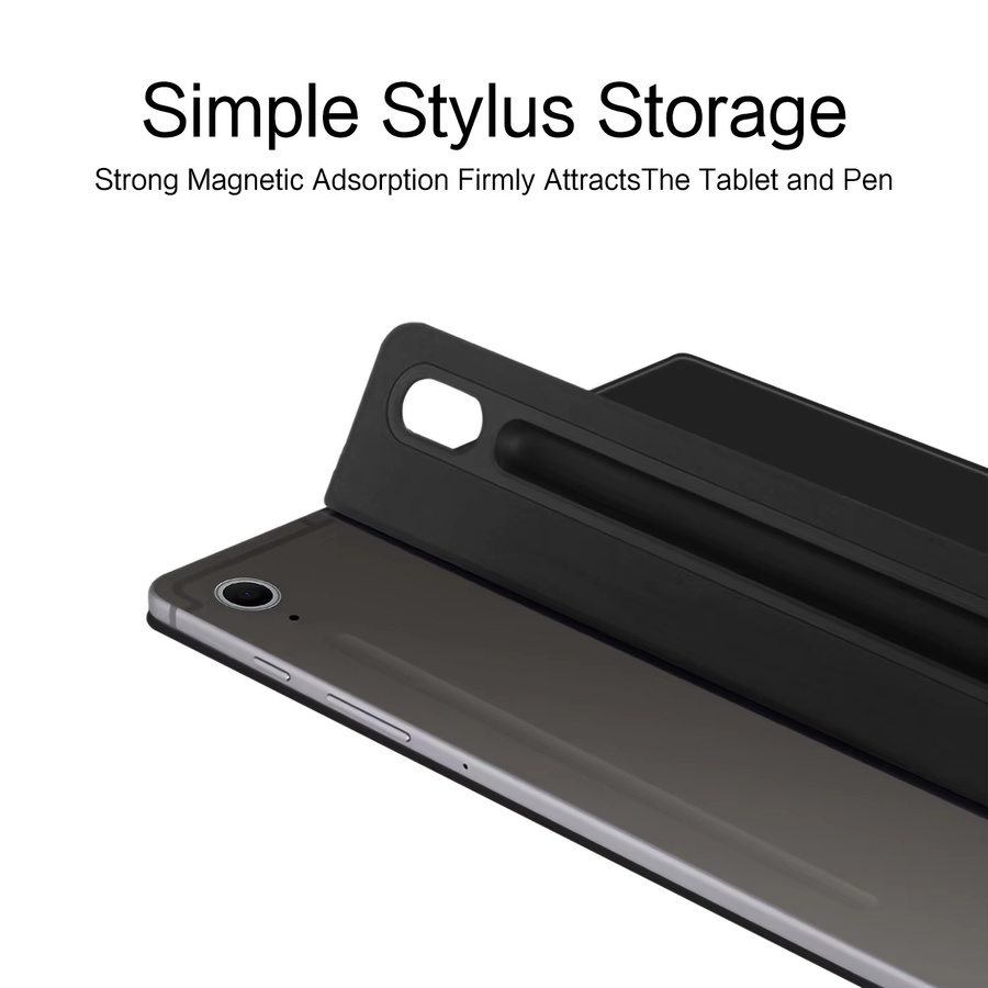 Magnetische Smart Book Case Hülle für Samsung Galaxy Tab S10 FE Plus 2025 mit Bleistifthalter in Schwarz und Grün - Bild 4