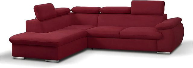 Vente-unique Schlafsofa Fabien in Rot mit L-Form und Schlaffunktion, Breite: 271 cm - Bild 1