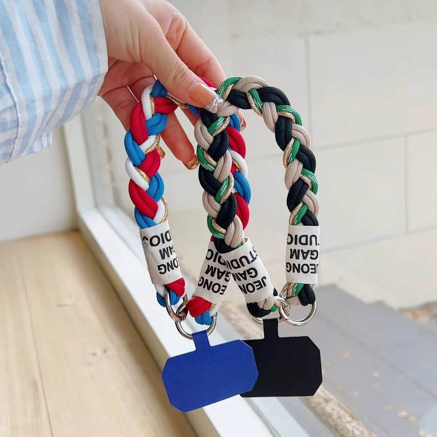Goldgestricktes Lanyard-Telefonband für iPhone 17 Pro Max, stilvolles Anti-Verlust-Schlüsselband und Handgelenkseil in Gold und Multicolour - Bild 2