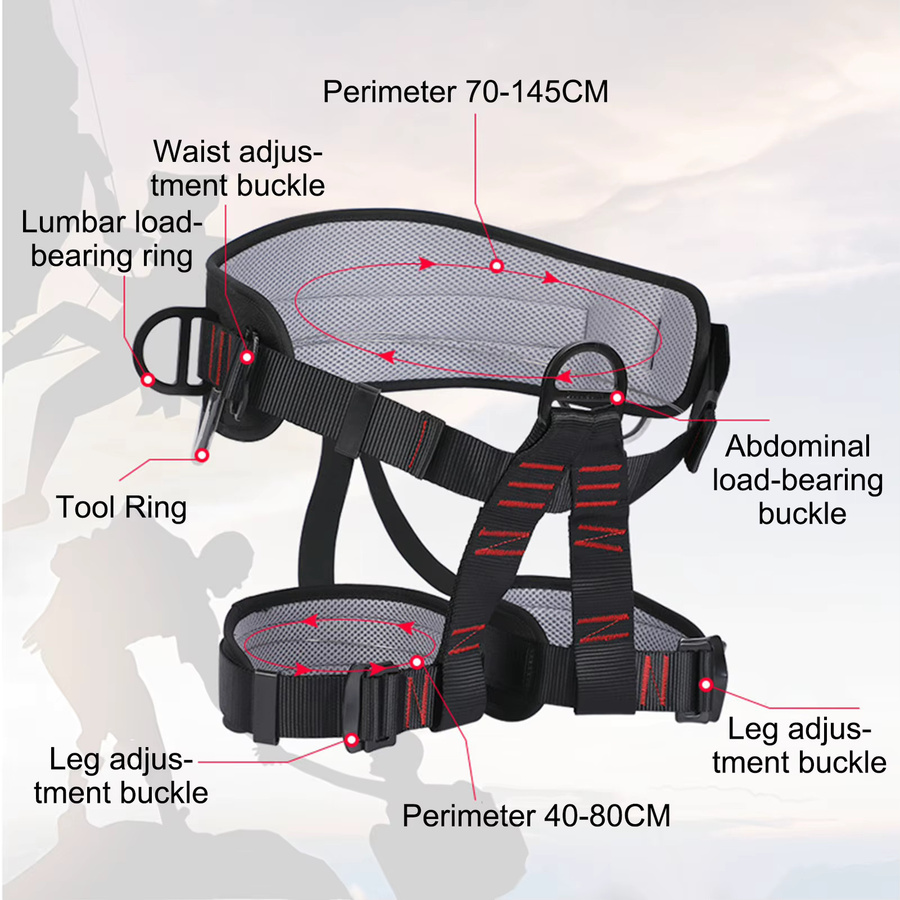 Sicherheitsgurt für Bauarbeiter als Half Body Dachgeschirr-Set mit Polsterung in Schwarz und Weiß - Bild 4