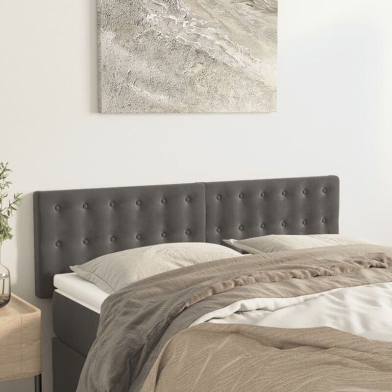Vidaxl Kopfteile 2er Set aus Samt in Anthrazit und Grau, Modernes Design, B/H: 72 x 78/88 cm, Tiefe: 5 cm - Bild 1