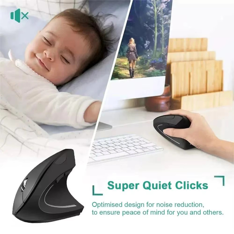Ergonomische kabellose Bluetooth-Computermaus von KAFNHCKA in Schwarz mit 1600 DPI und wiederaufladbarem Akku - Bild 3
