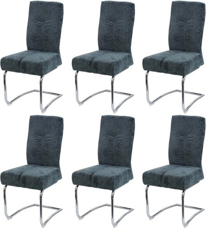 CHEFGASTRO 6er-Set Esszimmerstühle modern gepolstert mit Chenille-Stoff und Metallgestell in Blau-Grün, H x B x T: 105 x 46 x 60 cm, Sitzhöhe: 53 cm