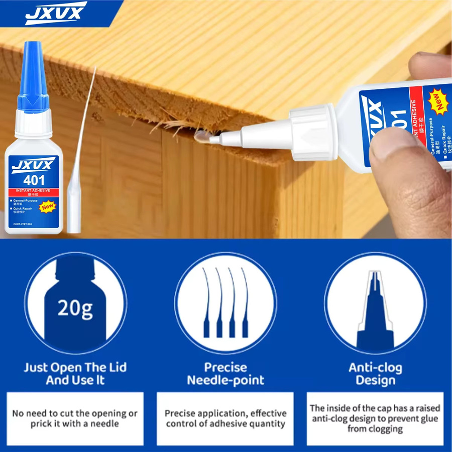 5S Universeller Starker Klebstoff 401 Cyanacrylat-Kleber für Möbel, Metall, Kunststoff, Glas und Holz, 20 g - Bild 3