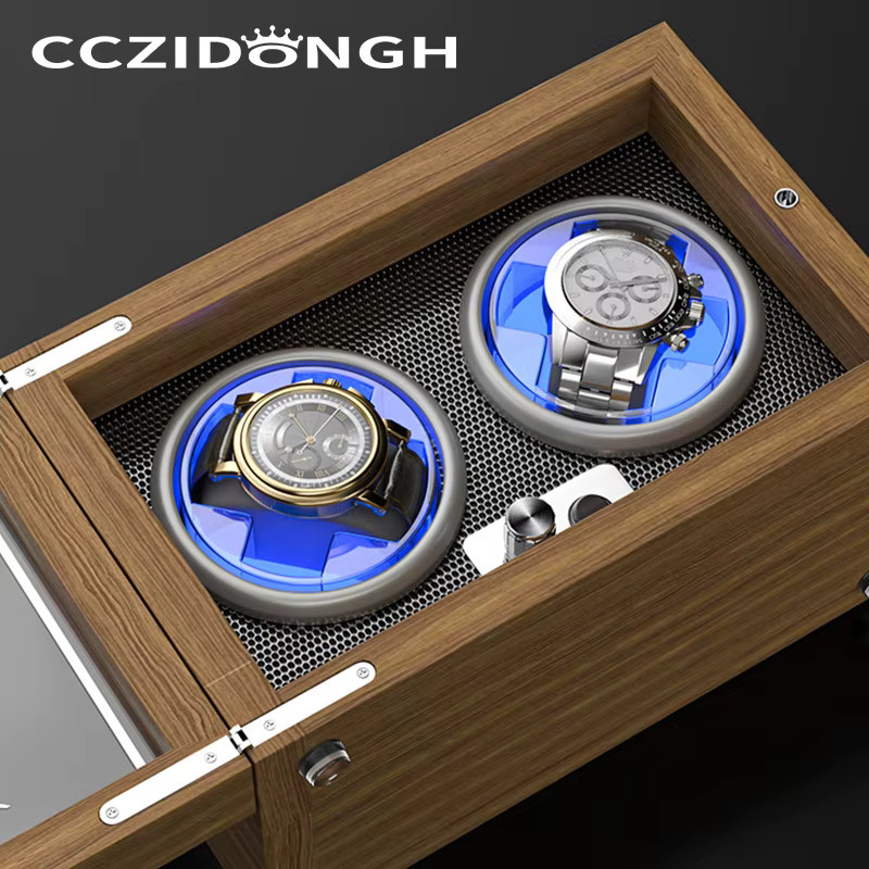 CCZIDONGH Uhrenbeweger Holz, 2 Steckplätze, Silber, Unisex - Bild 2