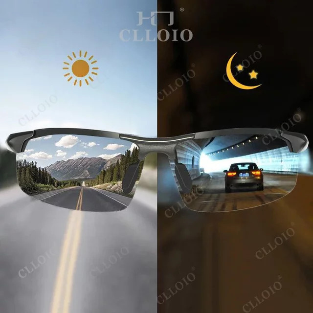 CLLOIO Sonnenbrille, randlos, Aluminium, grau, rectangular, Männer, polarisiert - Bild 1