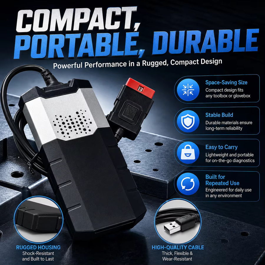 Delphis CDP Pro DS150E OBD2 Scanner für PKW und LKW mit USB und Bluetooth in Schwarz - Bild 2