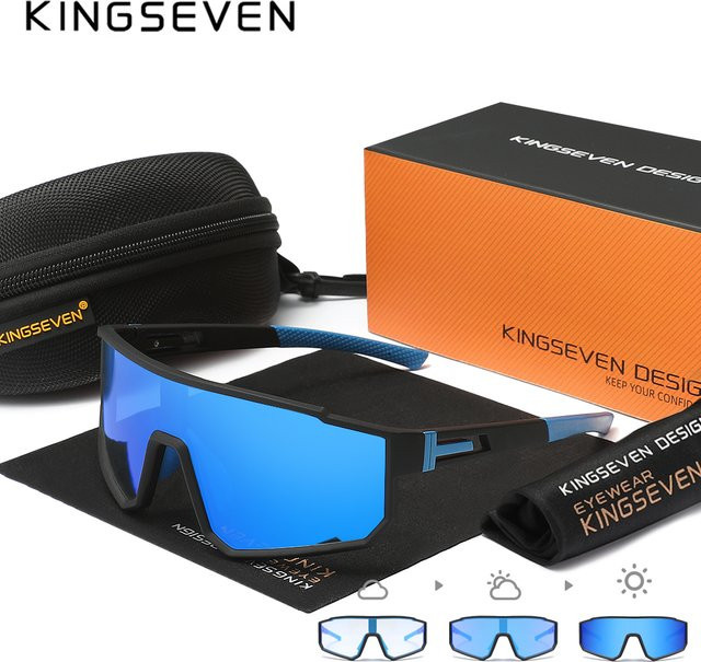 KINGSEVEN Sportsonnenbrille, Vollrand, blue, Unisex, Kunststoff - Bild 1