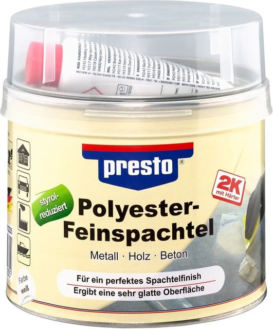 Presto Polyester-Feinspachtel in Weiß, 1 kg - Bild 1