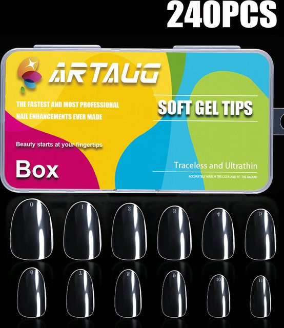 ARTAUG Gel-Nagelspitzen, schwarz, glänzend, 240 Stück, Mandelform - Bild 1