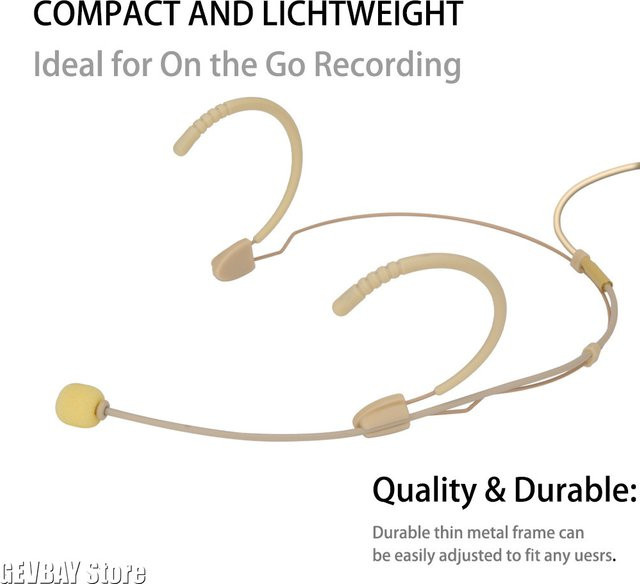 GEVBAY Dual-Ohrbügel-Mikrofon in Beige mit 3,5mm verriegelbarem 4-Pin und 3-Pin Mini-XLR für Shure, Sennheiser und AKG Kopfhörer - Bild 1