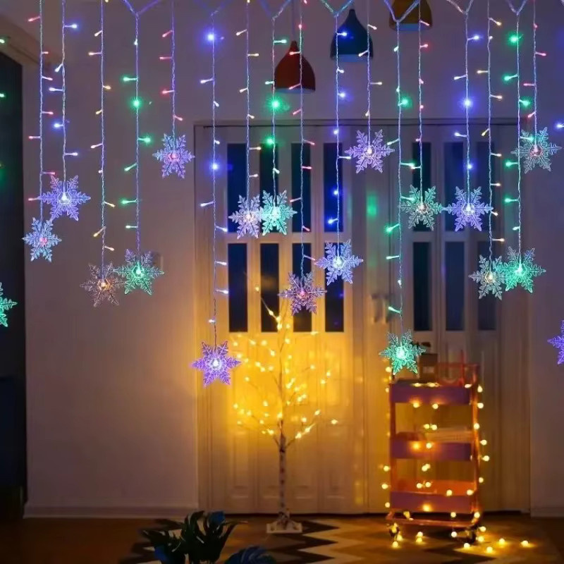 OKAL RED EAST LED Schneeflocken Lichterkette als Fee-Vorhang, 3,2 m, wasserdicht für Weihnachtsdekoration, Party und Hochzeit - Bild 2
