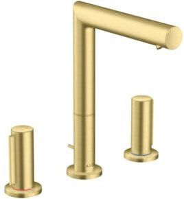 Hansgrohe Axor Uno 3-Loch-Waschtischarmatur in Gold mit zwei Griffen und Pop-up-Abfluss, gebürstetes Messing - Bild 1