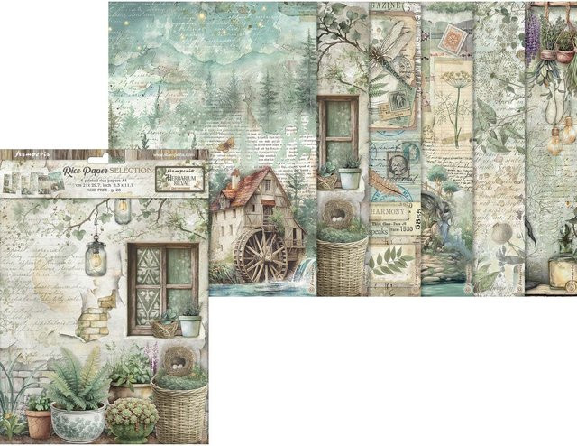 Stamperia Motiv-Strohseiden Sortiment Herbarium Silvae, 6er-Set, Multicolor, A4 - Bild 1