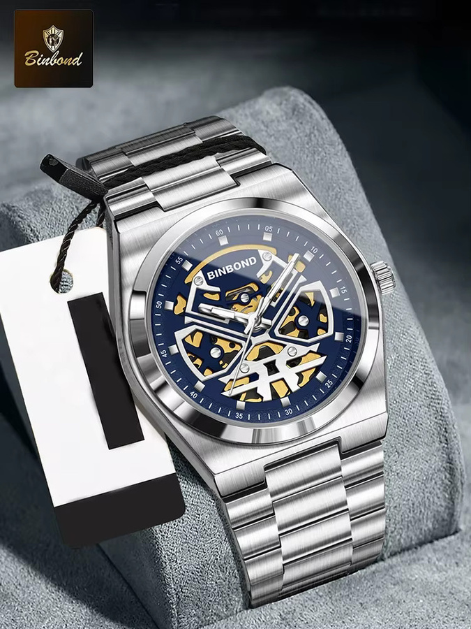 BINBOND Armbanduhr, Quarz, Edelstahl, Silber, Herren - Bild 6