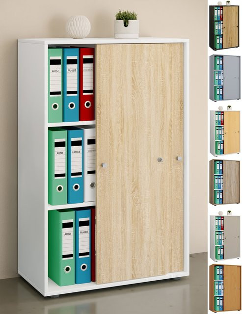 VCM Aktenschrank Lona mit Schiebetüren aus Metall und verstellbaren Fachböden B/T/H: 70 x 40 x 111 cm - Bild 1