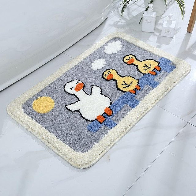 Rutschfeste Badezimmer Matte mit niedlichem Entenküken-Motiv für Kinderzimmer und Schlafzimmer, Breite: 50 cm, Tiefe: 80 cm - Bild 1